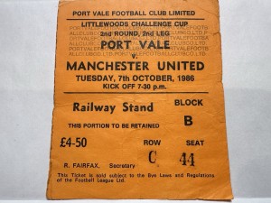 Port Vale v Manchester United ticket stub Littlewoods Cup 7/10/86 for sale on Ebay