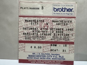 Manchester City v Manchester United ticket stub 27/10/90 for sale on Ebay