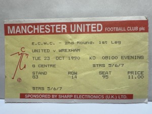 Manchester United v Wrexham 1990/91 ECWC 2nd Round Ticket 23/10/90 for sale on Ebay