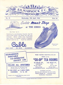 KILMARNOCK v Derby County, 19th April 1950, Friendly Match for sale on Ebay