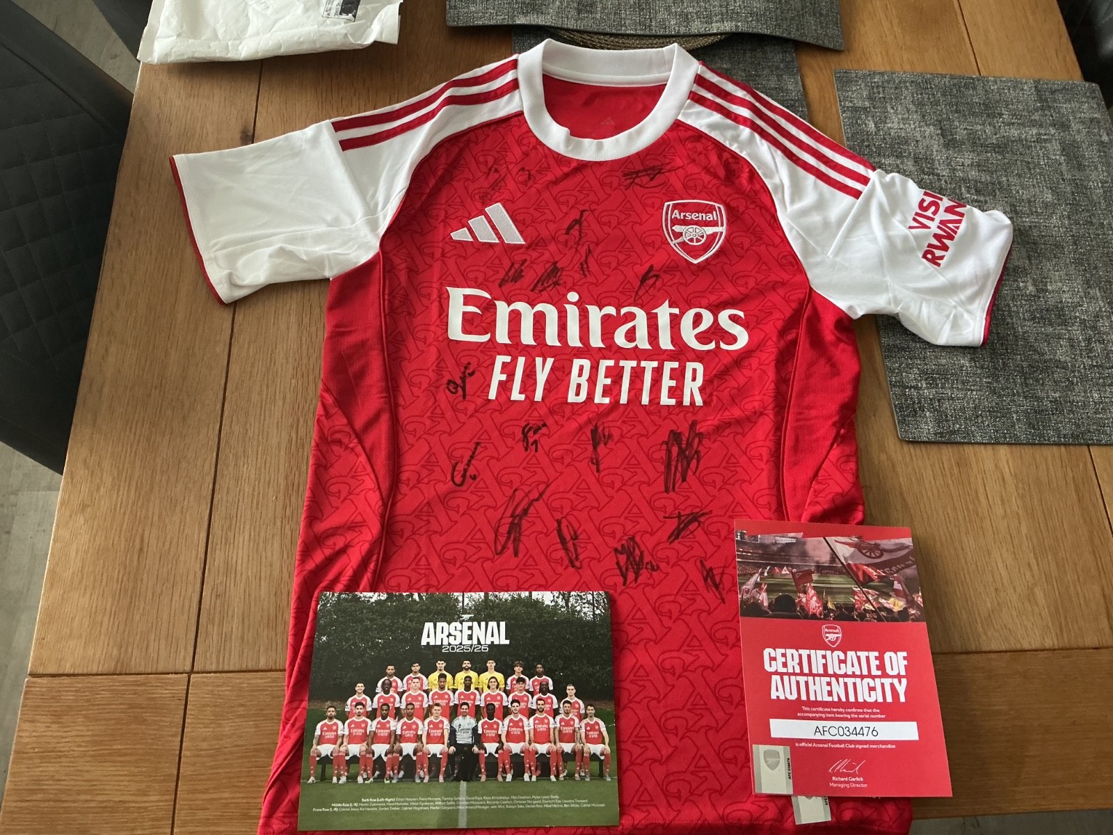 Arsenal signed shirt 25/26 Full Arsenal authentication for sale on Ebay