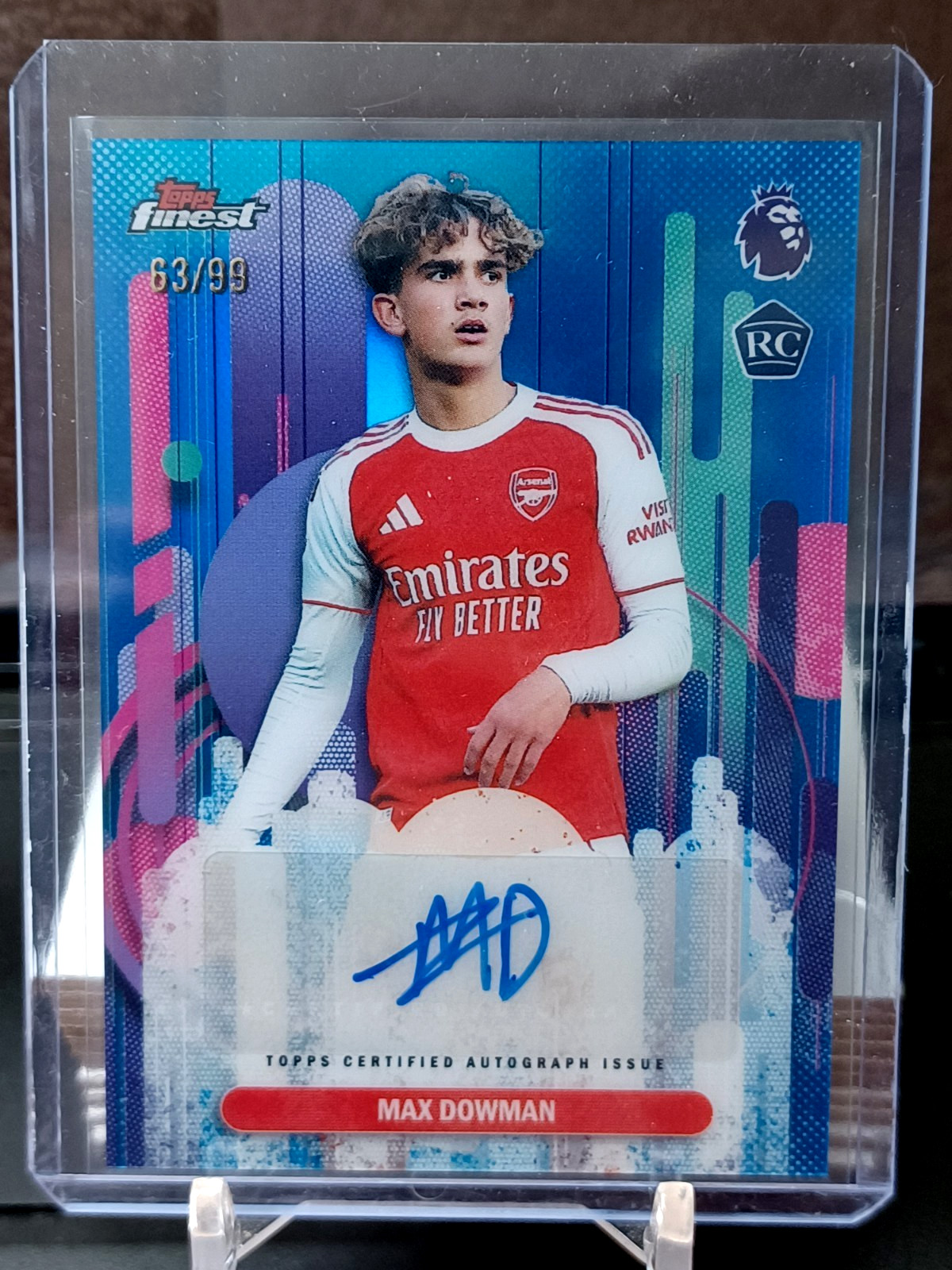Max Dowman RC ROOKIE Auto Blue Refractor #63/99 Arsenal - 2026 Topps Finest for sale on Ebay