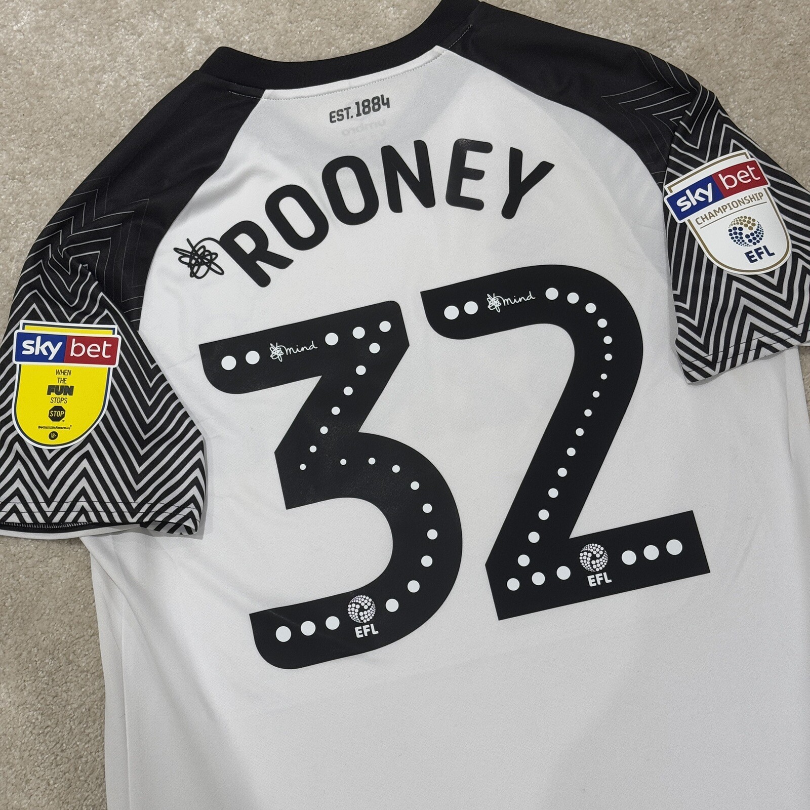 Derby County| WAYNE ROONEY 32 | Home Shirt | EFL Championship 2019/20 Jersey/Kit for sale on Ebay
