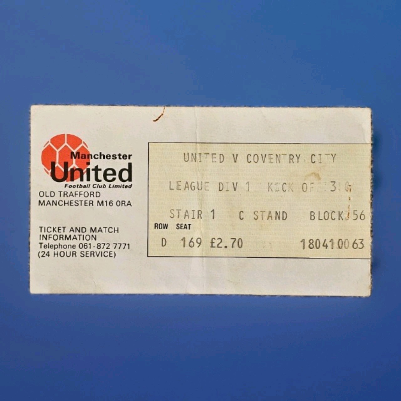 1980 MANCHESTER UNITED V COVENTRY CITY League Used Match Ticket Stub Rare for sale on Ebay