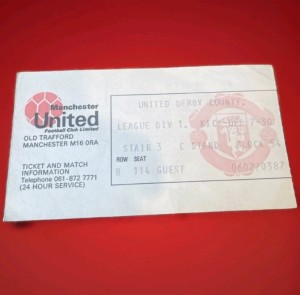 1976 MANCHESTER UNITED V DERBY COUNTY League Used Match Ticket Stub Rare for sale on Ebay