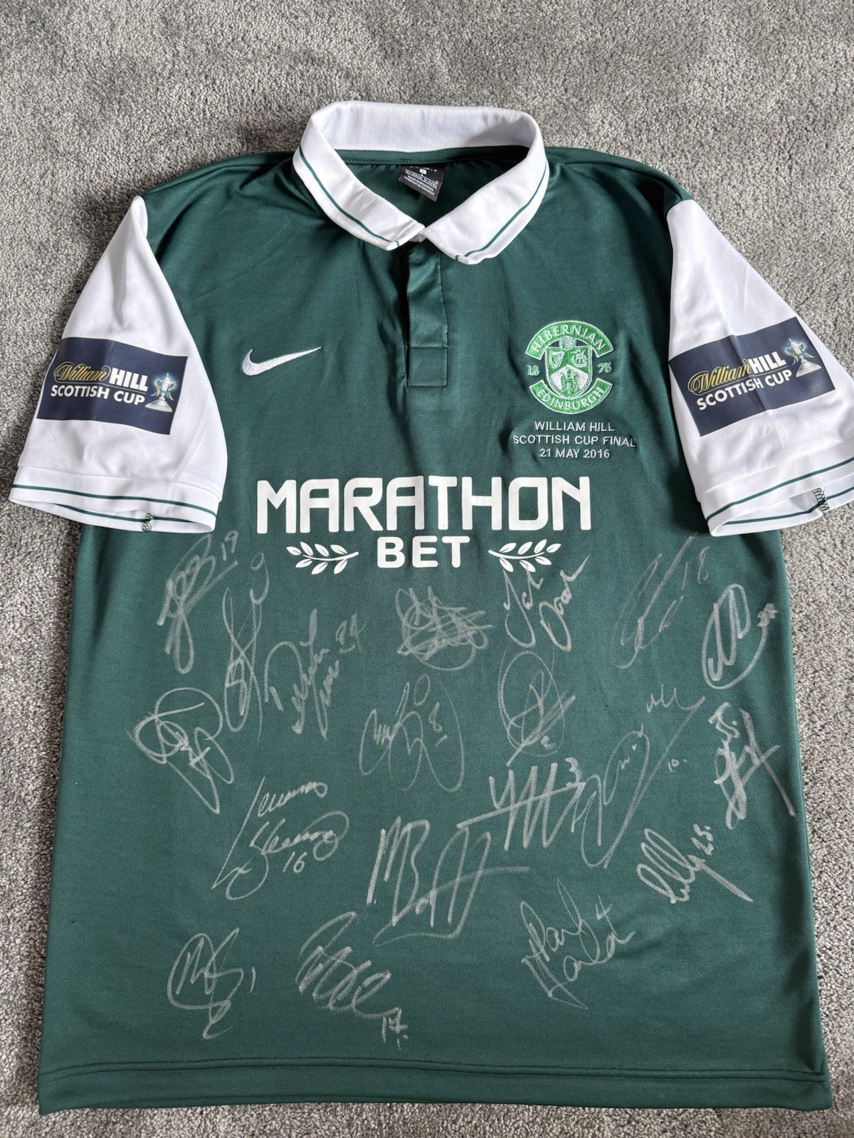 SIGNED HIBERNIAN SHIRT 15/16 SCOTTISH CUP WINNERS HIBS READ DESCRIPTION PROOF for sale on Ebay