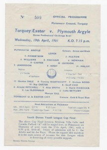 1961 Devon Prof. Challenge Bowl - TORQUAY UTD. & EXETER CITY v. PLYMOUTH ARGYLE for sale on Ebay