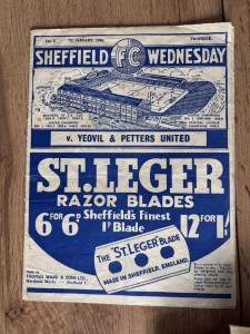 1939 SHEFFIELD WEDNESDAY V YEOVIL & PETTERS UNITED FA CUP FOOTBALL PROGRAMME for sale on Ebay