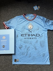 Manchester City Signed Treble Shirt 22/23 BNWT + Official Club Coa Foden Haaland for sale on Ebay