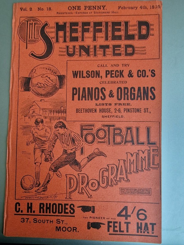 Sheffield United v Bury programme 4 February 1899 for sale on Ebay