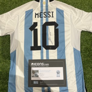 Lionel Messi official back signed Argentina shirt 2022-23 ICONS COA for sale on Ebay