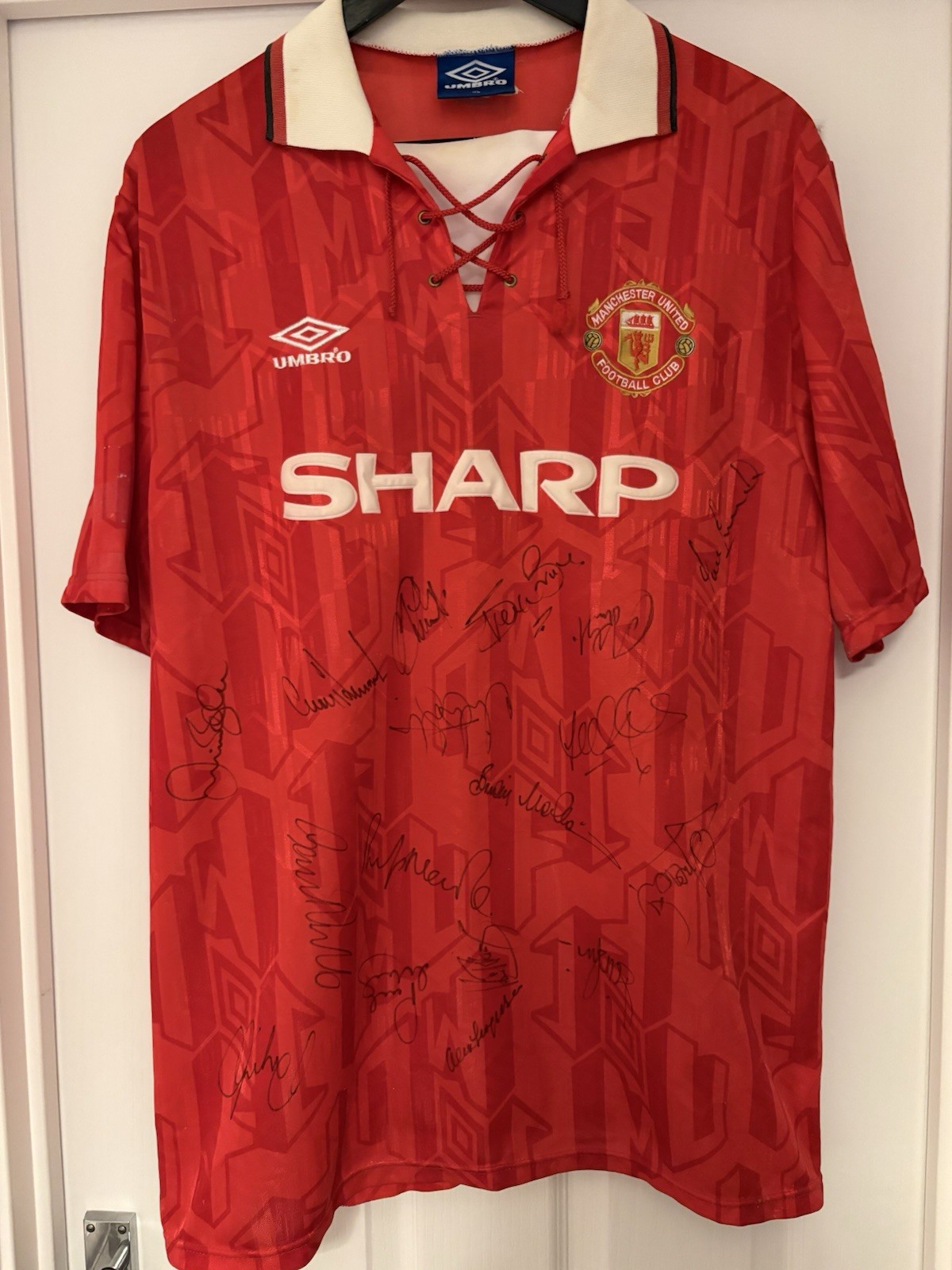 Match Worn Manchester United Home Shirt 1992/94 #10 Hughes for sale on Ebay