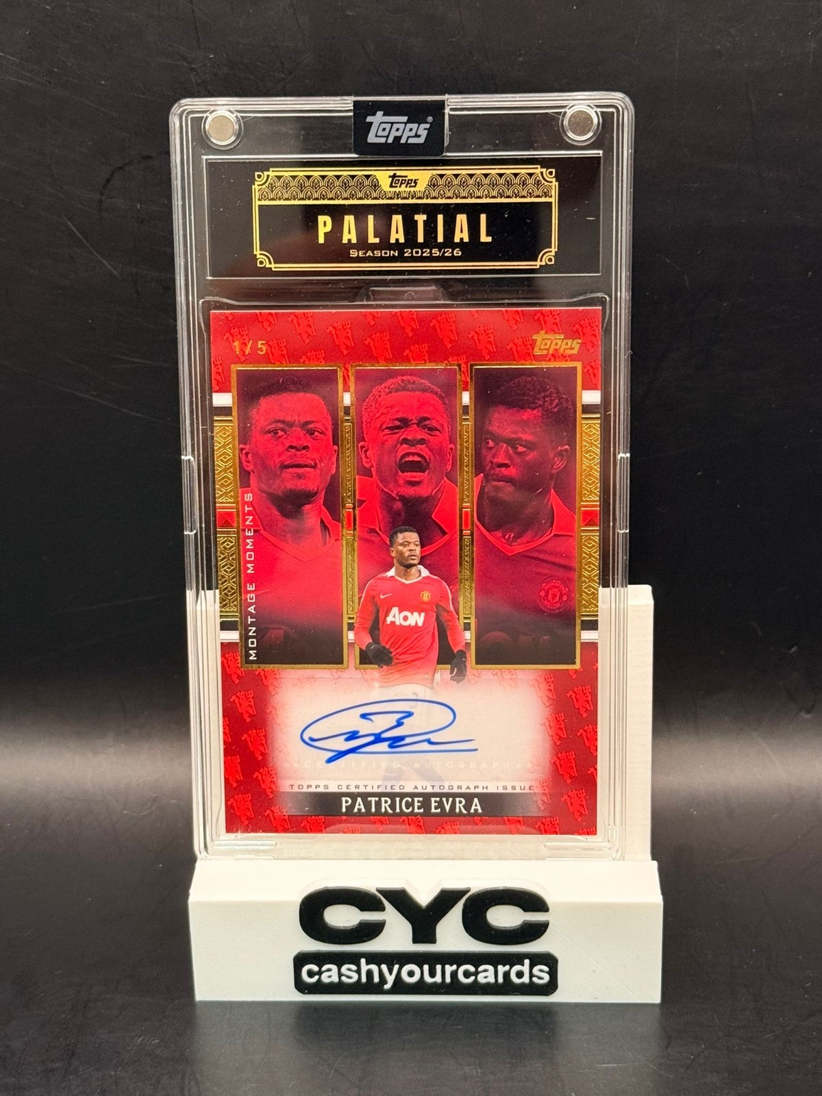 Patrice Evra Montage Moments Auto /5 2025-26 Topps Palatial Manchester United for sale on Ebay