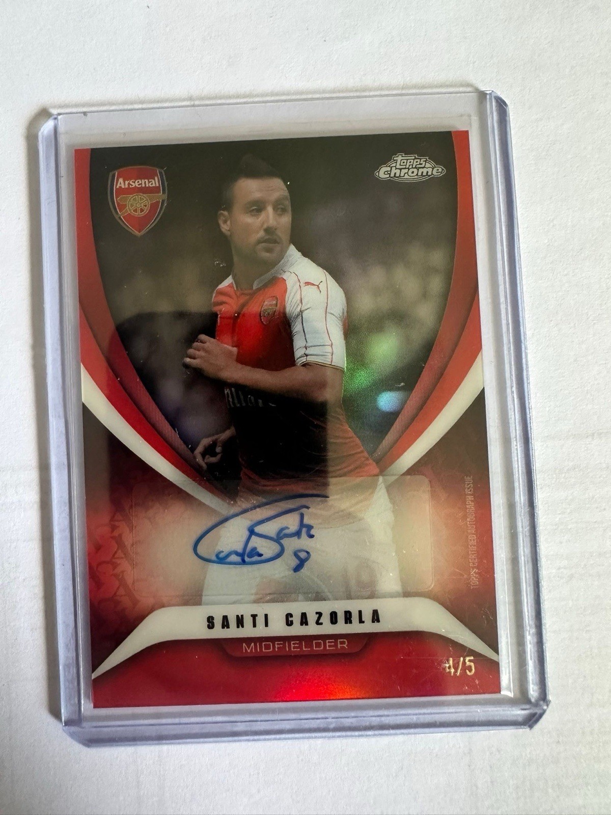 Santi Cazorla /5 Red Arsenal Chrome 2026 Auto Card. 4/5 Colour Match. for sale on Ebay