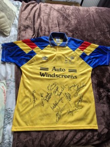 Signed Derby County Football Club 1992/93 away jersey  made by Umbro for sale on Ebay