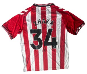 GRANIT XHAKA Rare Hand Signed Sunderland AFC 25/26 Home Football Shirt NO COA for sale on Ebay