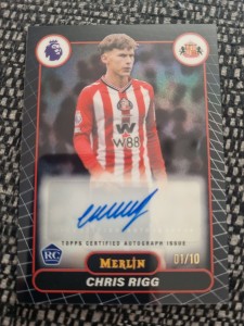 2026 Topps Merlin Premier League Chris Rigg Auto Black /10 Sunderland 01/10 for sale on Ebay