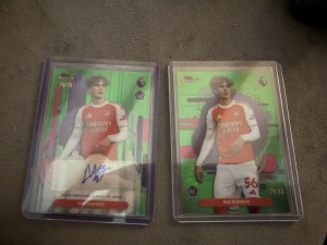 Rookie Max Dowman bookend rare Pair, Topps Finest 75/75 Auto + 35/35 Arsenal for sale on Ebay