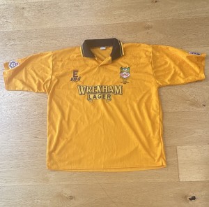Vintage 1994-1996 Wrexham AFC Away Football Shirt Gold . Adults Size 46/48 for sale on Ebay