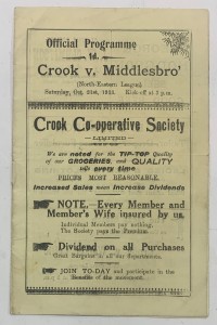 Crook Town V Middlesbrough Rare 1933 North Eastern League Programme 1933/34 for sale on Ebay