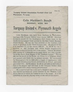 1948 Colin Markham Benefit Match - TORQUAY UNITED v. PLYMOUTH ARGYLE for sale on Ebay