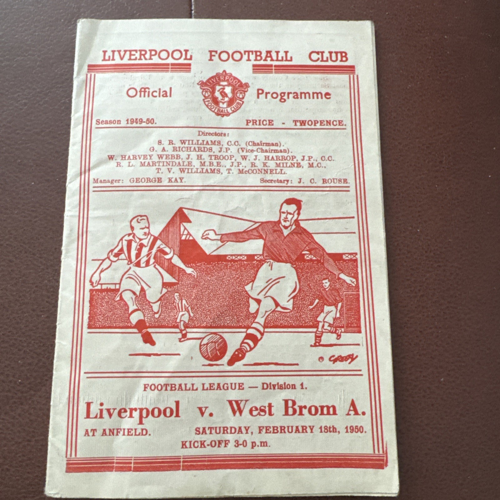 Liverpool v West Bromwich Albion football programme 18th February 1950 for sale on Ebay