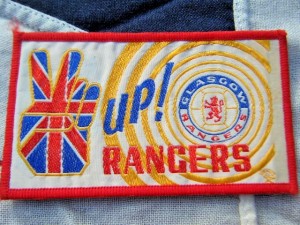 RARE GLASGOW RANGERS F.C 1970's SEW ON BADGE / PATCH - UP RANGERS - THE GERS for sale on Ebay