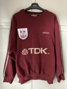 Crystal Palace 1996-1998 Adidas Burgundy Sweatshirt. Mens 38/40