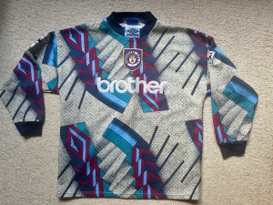 Original Manchester City Umbro shirt (1990s, rare, Brother, match worn?) for sale on Ebay
