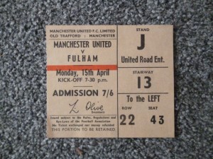 Manchester United Man Utd v Fulham 1967 / 1968 Match Ticket Stub for sale on Ebay