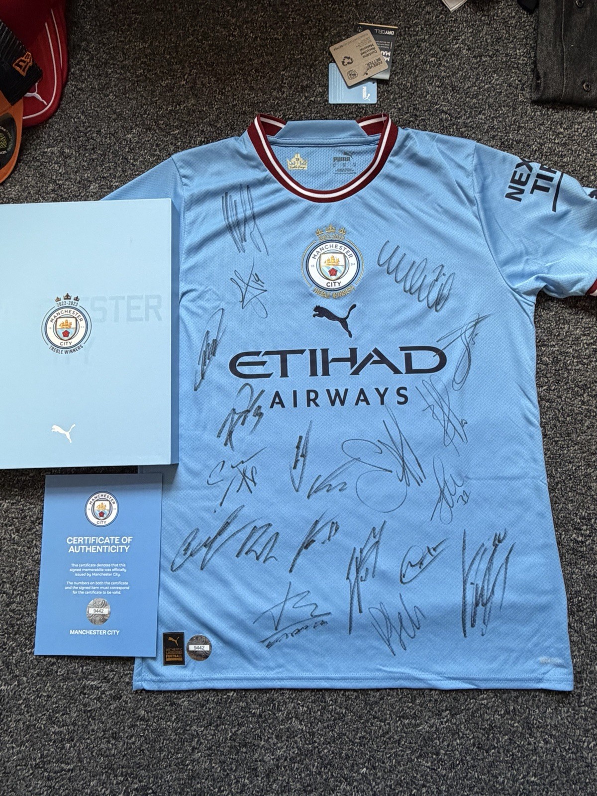 Manchester City Signed Treble Shirt 22/23 BNWT + Official Club Coa Foden Haaland for sale on Ebay