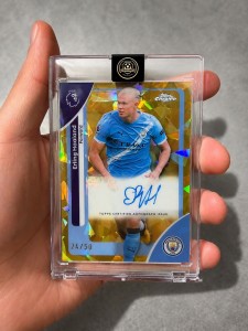Erling Haaland Topps Chrome Gold Geometric Auto 24/50 Manchester City SSP for sale on Ebay