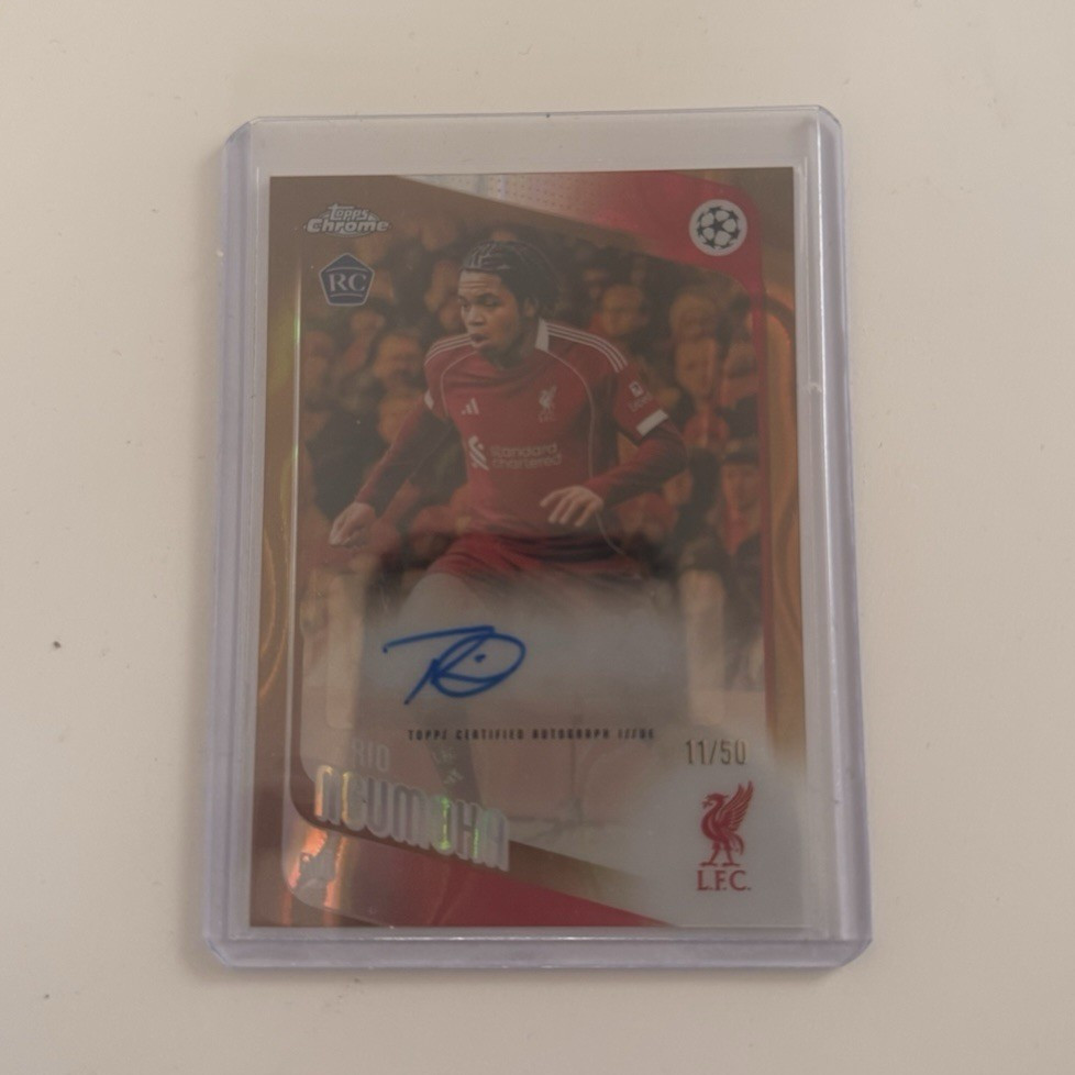 Topps Chrome UCC 2025/26 Rio Ngumoha Liverpool RC Auto CA-RN 11/50 for sale on Ebay