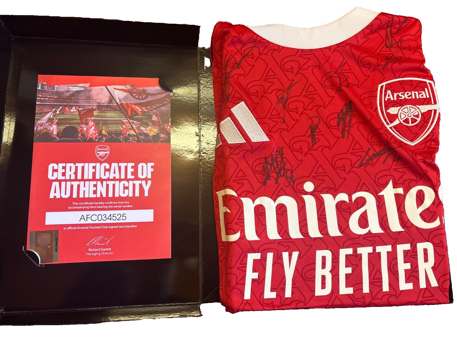 Autheticated Signed Arsenal Football Shirt direct from the club- Charity auction for sale on Ebay