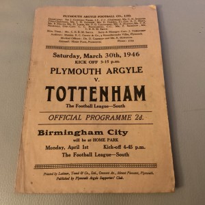 1945/6 Plymouth Argyle Tottenham Hotspur Spurs 30 Mar 1946 Football League South for sale on Ebay