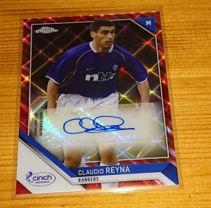 2021-22 Topps Chrome  SPFL Auto Tartan Red  Claudio Reyna  (Glasgow Rangers) 4/5 for sale on Ebay
