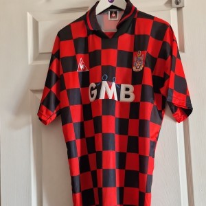 Rare Original le coq sportif Fulham 1996/97 Away Shirt Red/Black Check XL Adults for sale on Ebay