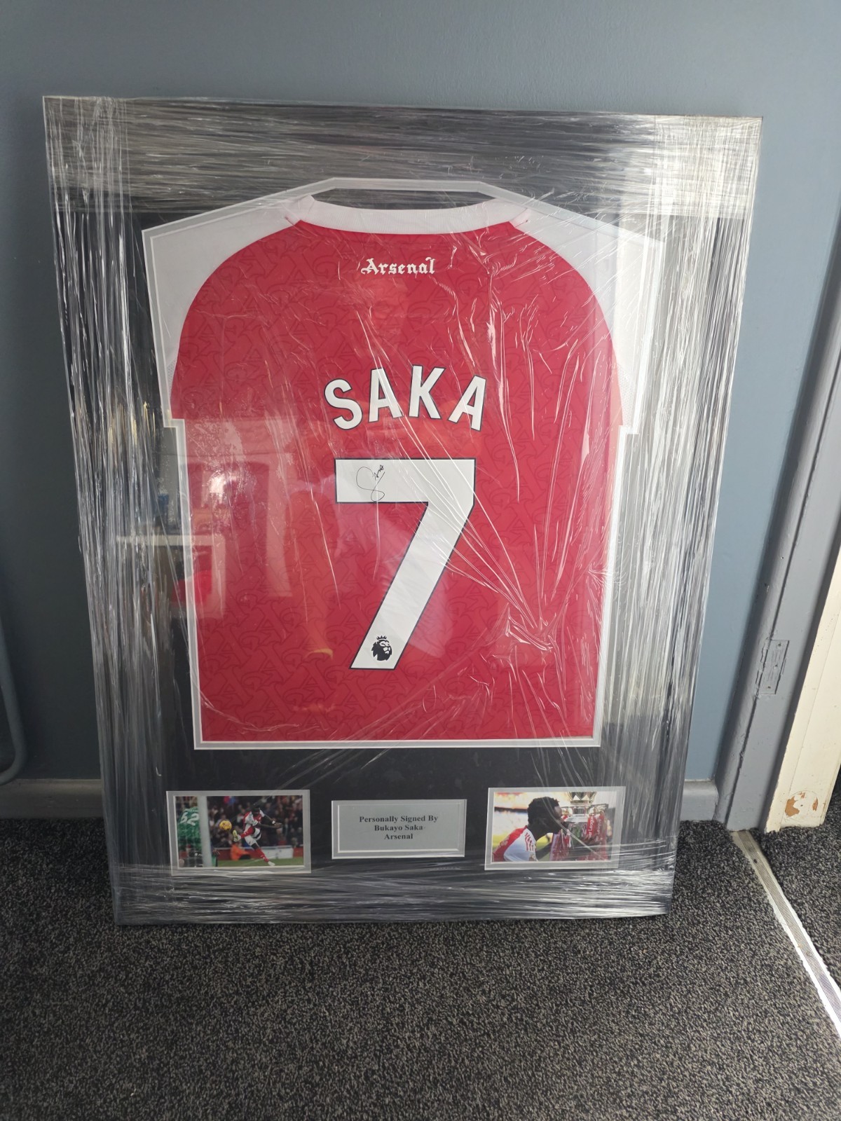 Bukayo Saka Hand Signed And Framed Arsenal Football Shirt With COA for sale on Ebay