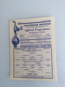 TOTTENHAM HOTSPUR YOUTH V FULHAM YOUTH 04.10.1952 MIDDLESEX INVITATION CUP GAME for sale on Ebay