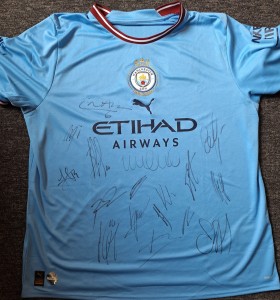 RARE MANCHESTER CITY  MULTI SIGNED TREBLE WINNERS SHIRT PRESENTATION  - MCFC COA for sale on Ebay