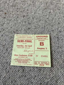 1976 FA Cup Semi-Final Man United V Derby County Ticket Stub Very Rare EXC Cond for sale on Ebay