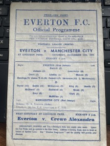 1944/45 EVERTON V MANCHESTER CITY - NORTH DIVISION for sale on Ebay