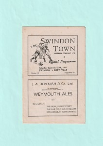 1947/48 LEAGUE DIVISION 3 SOUTH : SWINDON TOWN v PORT VALE 27TH SEPTEMBER 1947 for sale on Ebay