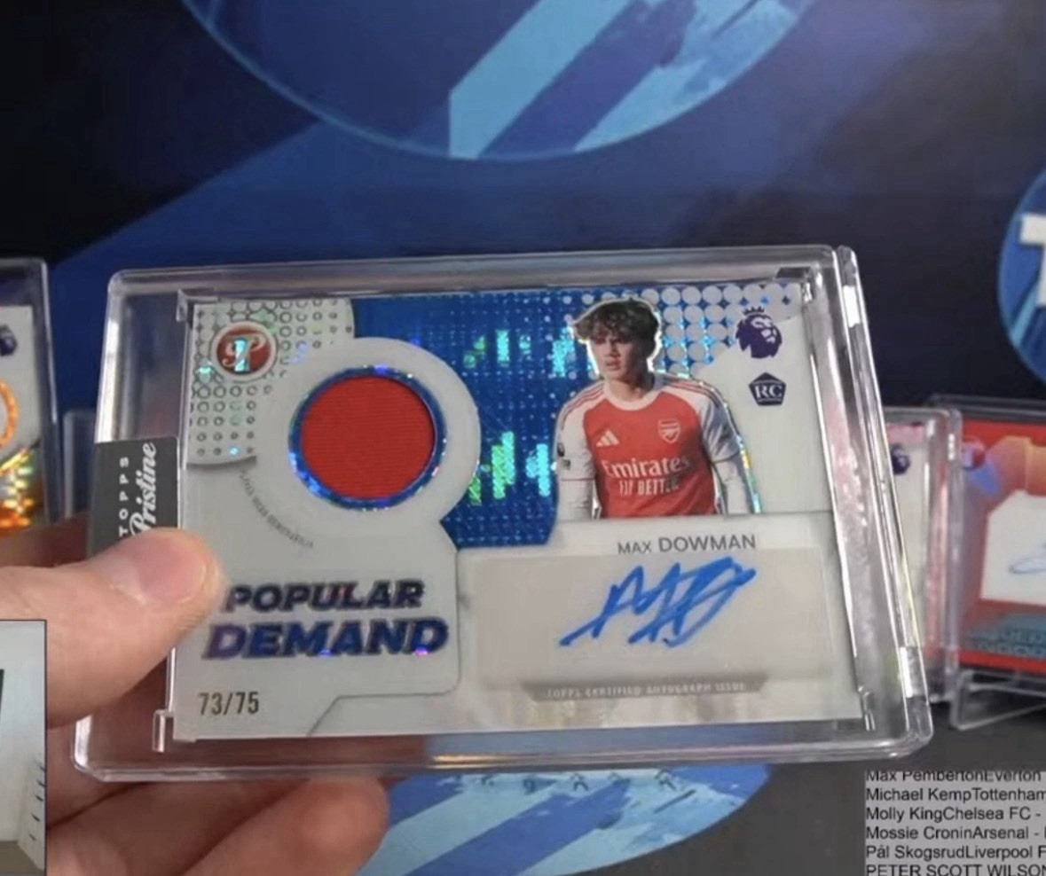 /75 Topps Pristine 2026 Max Dowman Rookie RC Player Worn Patch Auto Arsenal for sale on Ebay