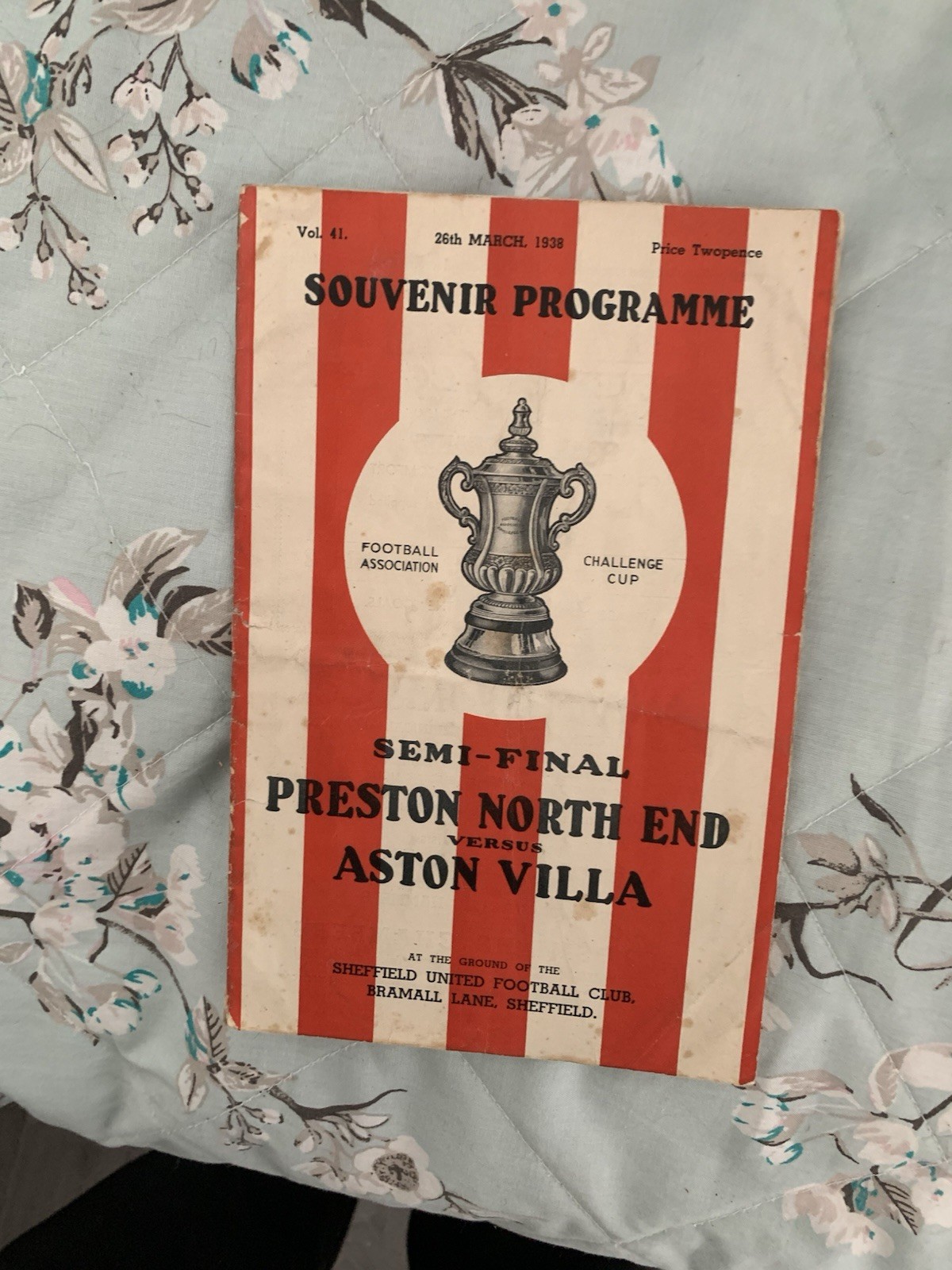 1938 Fa Cup Semi Final PNE V Aston Villa for sale on Ebay