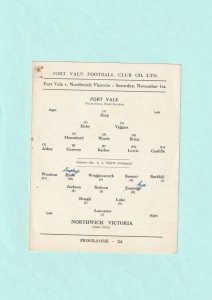 1952/53 CHESHIRE LEAGUE : PORT VALE v NORTHWICH VICTORIA ON 1ST NOVEMBER 1952 for sale on Ebay