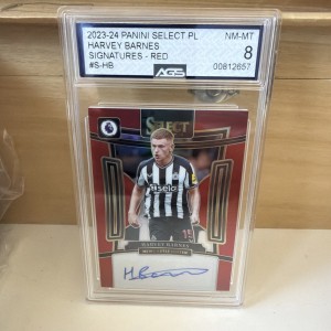 Harvey Barnes Auto - AGS NM-MT 8 - Red Panini Select PL Prizm 23/24 Newcastle  for sale on Ebay