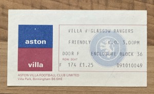 1976 Aston Villa v Glasgow Rangers  Abandoned Riot. Prog & Ticket  for sale on Ebay