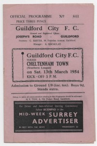 1953/54 Southern League - GUILDFORD CITY v. CHELTENHAM TOWN for sale on Ebay