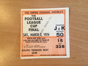 Ticket: 1974 League Cup Final.  Man City v Wolves.   vgc for sale on Ebay